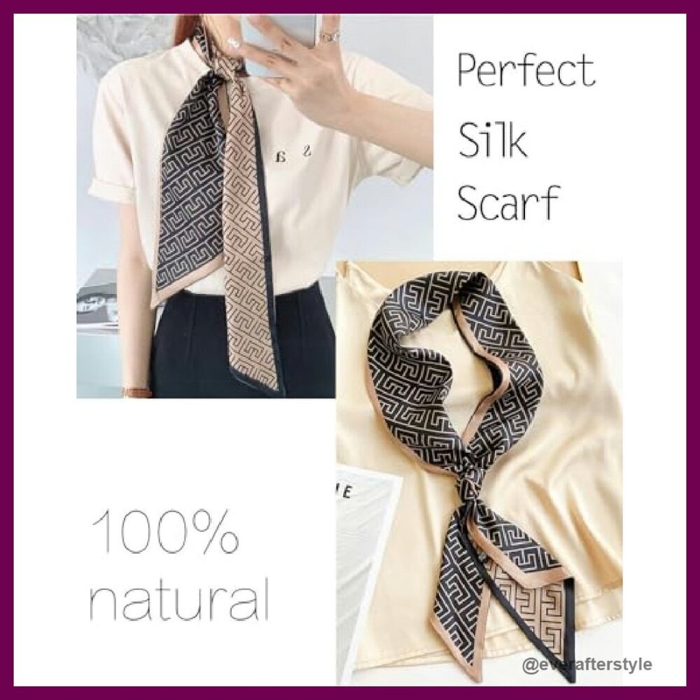Silk-Like Satin Head Scarf Elegant Chic Versatile Accessory Hair Neck Bag - Picture 5 of 8
